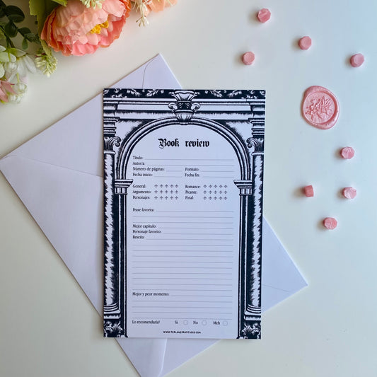 "Dark academia" Book review card